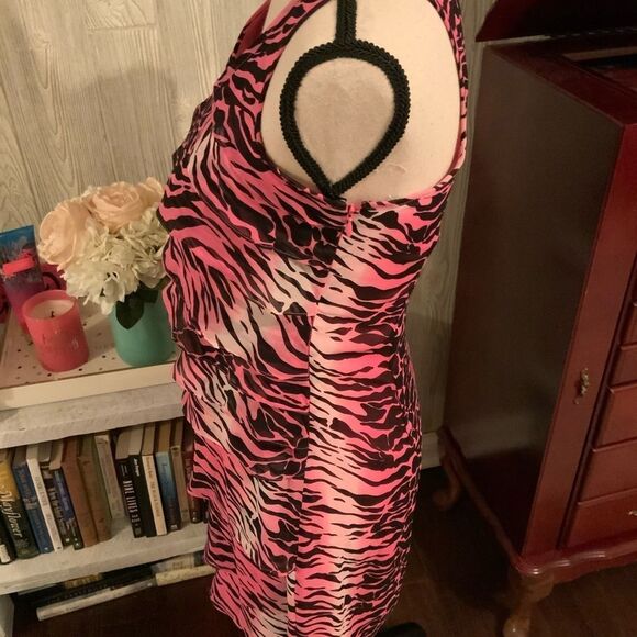 *Boston Proper* 💯 SILK Ruffled Lined Zebra Print Dress Sz 2 EUC - Picture 4 of 7